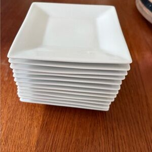 Crate&Barrel White Square Dinner Plates Set (12)